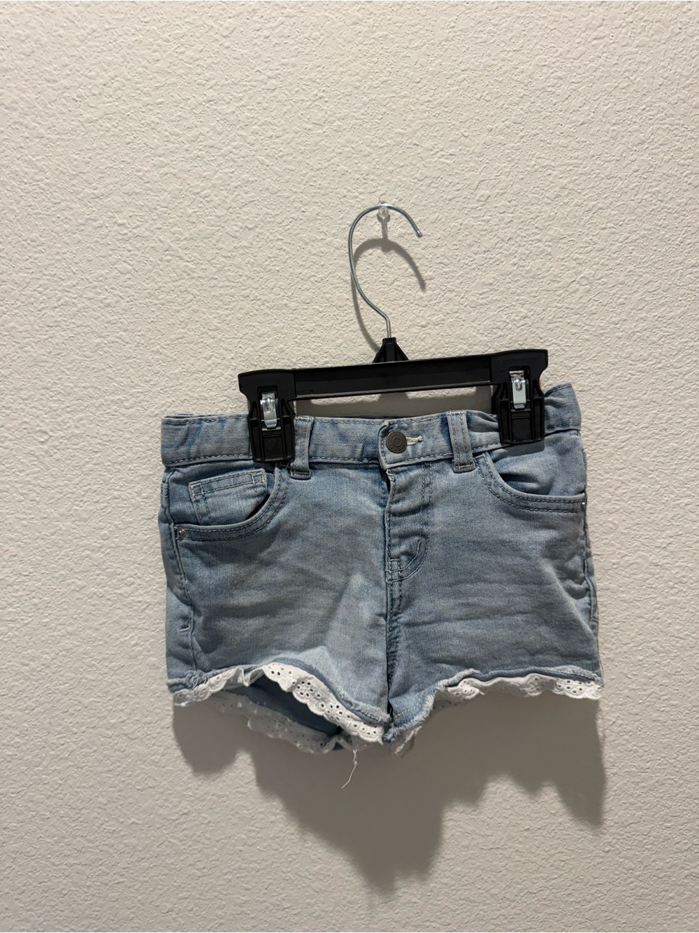 Cat & Jack Light Blue Denim Shorts with White Lace Trim